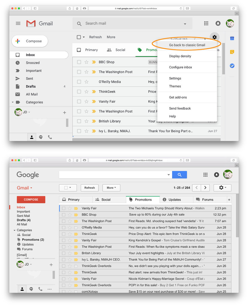 refesh screen for gmail on mac